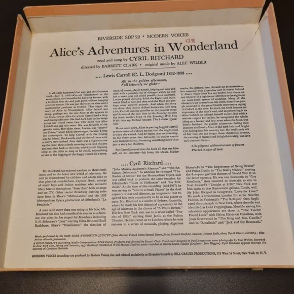 1957 ALICE'S ADVENTURES IN WONDERLAND LEWIS CARROL BOOK + 4 LP RECORDS - Picture 2 of 6